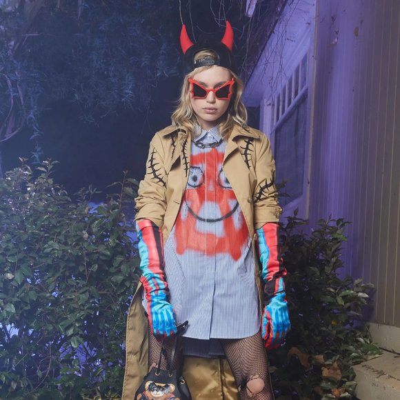 HALLOWEEN SS20 MOSCHINO COUTURE JEREMY SCOTT LEATHER CAP RED HORNS TRICK OR CHIC main image 6